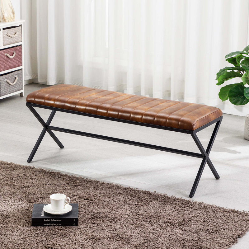 Batrina Faux Leather Upholstered Bench Wade Logan